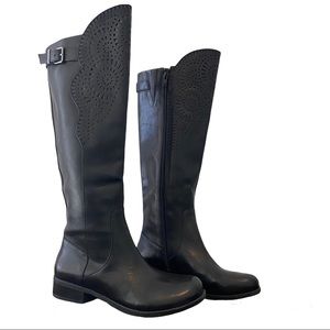 Gianni Bini Black Tall Leather Boots Size 5.5